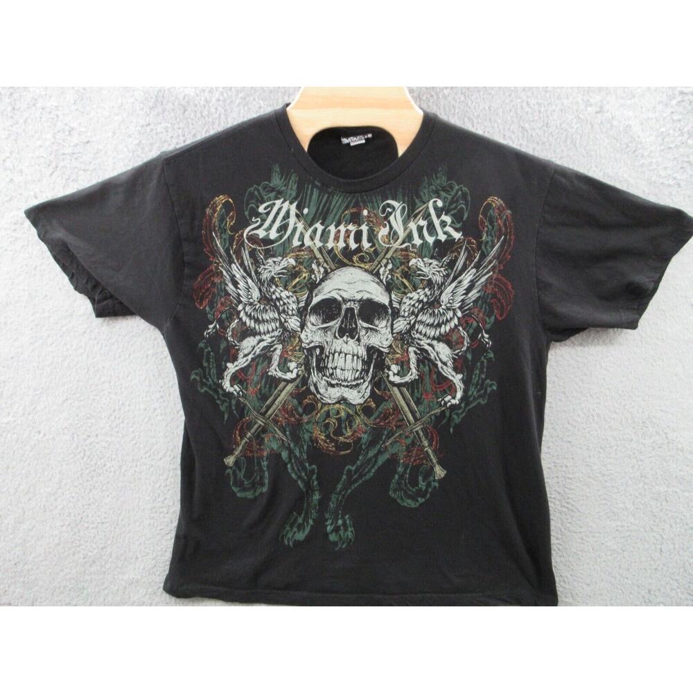 MIAMI INK 2009 Men's XL Skull Tattoo Grunge T-shirt